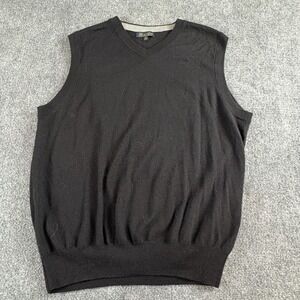Vintage Y2K Garret Scott Sweater Vest Men XL Black Merino‎ Wool Preppy Golf Work